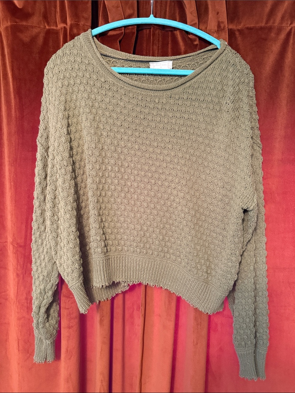 Altar'd State Olive Textured Crewneck Sweater